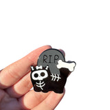 Scary Cat Enamel Pin- Veronica the Skeleton Kitty